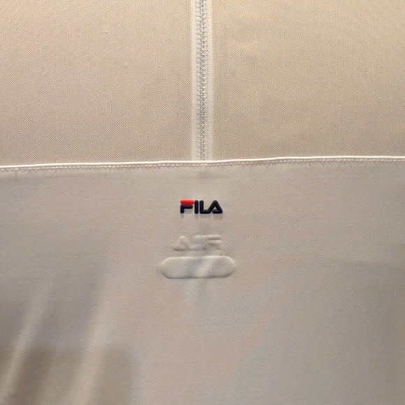 EUC Vintage 90s Fila XL Sheer Panel White Stretch Top with Black Piping - Picture 4 of 7
